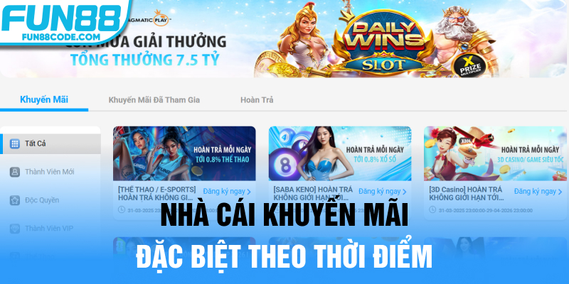 Nhà cái khuyến mãi đặc biệt theo thời điểm